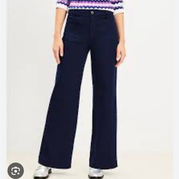 LOFT PALMER WIDE LEG PANT IN TWILL - Picture 4 of 6